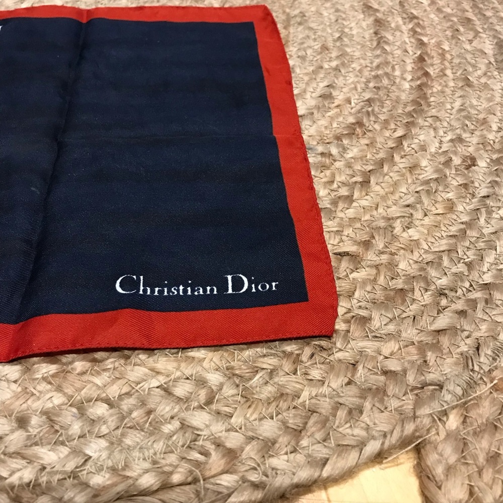 Christian Dior Blue & Red French pocket square scarf